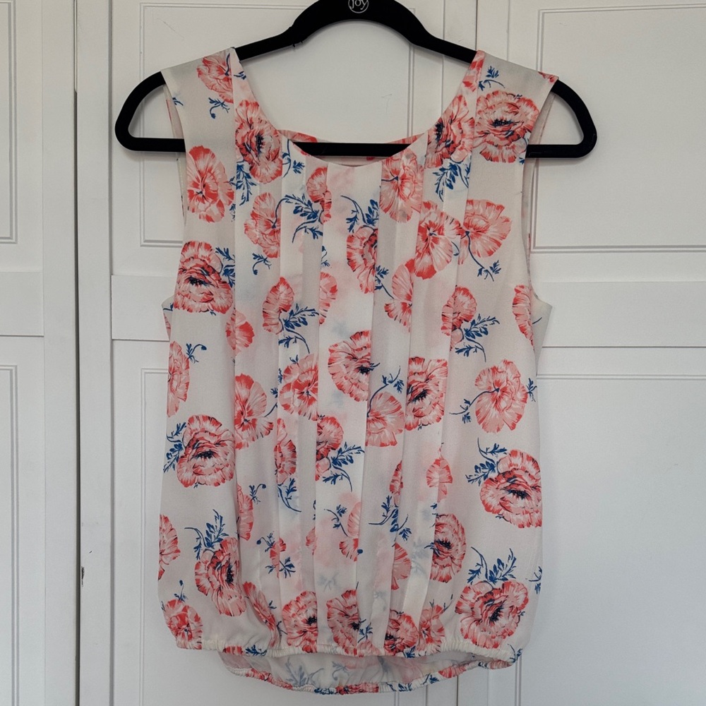 Anthropologie Floral Blouse - Red and Blue